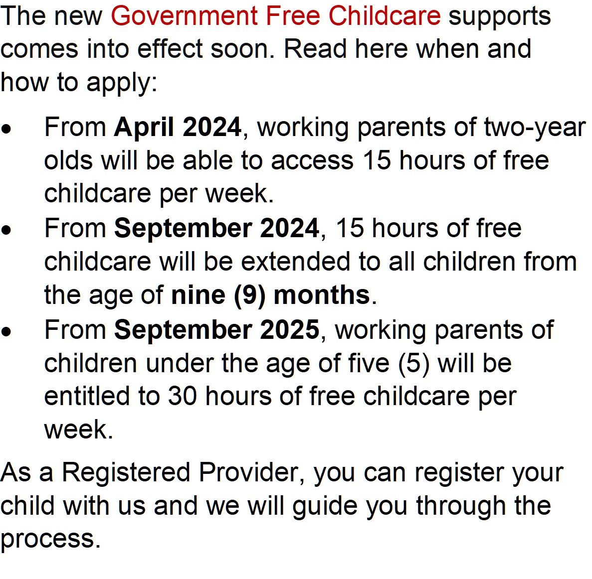 New Free Childcare