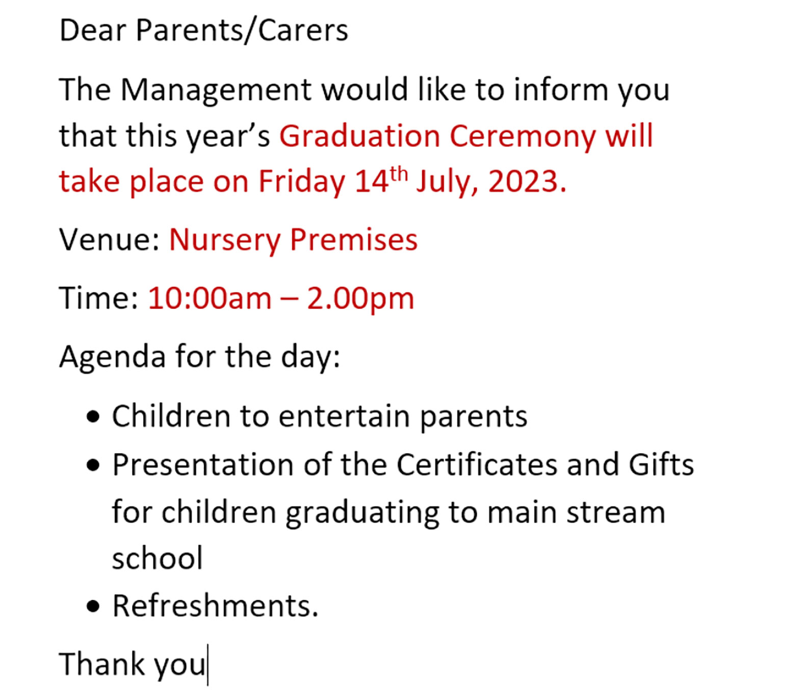Graduation Ceremony